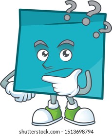 Thinking blue rectangle sticker paper on white background.