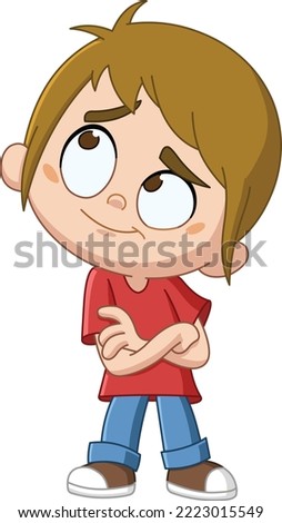Thinking boy with arms crossed