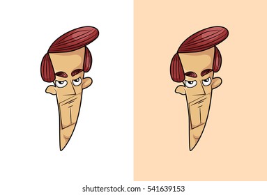 Thinking boy cartoon face. Vector Illustration