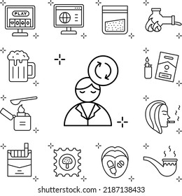 Thinking, brain, addictions icon in a collection with other items