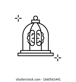 Thinking, brain, cage, addictions icon. Simple line, outline vector elements of addictive human for ui and ux, website or mobile application
