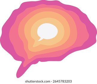 Thinking Brain with Colorful Layers and Speech Bubble