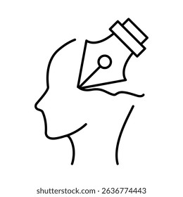 Thinking Brain Icon. Ideas, Intelligence, Ai, Knowledge, Learning, Neuron, Creativity, Inspiration, Brainstorm, Mindset Icons Editable Stroke Vector Illustration