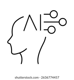 Thinking Brain Icon. Ideas, Intelligence, Ai, Knowledge, Learning, Neuron, Creativity, Inspiration, Brainstorm, Mindset Icons Editable Stroke Vector Illustration