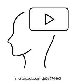 Thinking Brain Icon. Ideas, Intelligence, Ai, Knowledge, Learning, Neuron, Creativity, Inspiration, Brainstorm, Mindset Icons Editable Stroke Vector Illustration