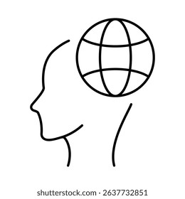 Thinking Brain Icon. Ideas, Intelligence, Ai, Knowledge, Learning, Neuron, Creativity, Inspiration, Brainstorm, Mindset Icons Editable Stroke Vector Illustration