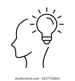 Thinking Brain Icon. Ideas, Intelligence, Ai, Knowledge, Learning, Neuron, Creativity, Inspiration, Brainstorm, Mindset Icons Editable Stroke Vector Illustration