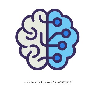pensamiento cerebro pensar un icono aislado único con un estilo de línea de contorno relleno