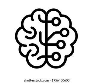 thinking brain think single isolated icon with outline style