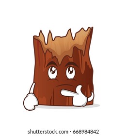 Thinking broken tree cartoon character vector illustration