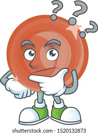 Thinking bronze coin cartoon on white background