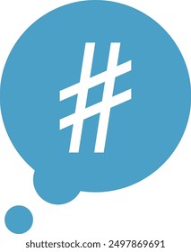 Burbuja de pensamiento con hashtag. Mensaje de tendencia en las redes sociales