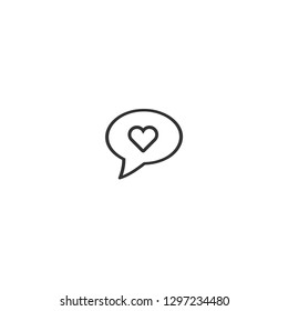 Thinking bubble with heart shape isolated vector icon. - VECTOR