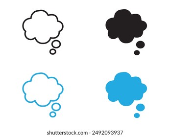 Denkblase-Symbol Schwarz-Weiß-Vektorgrafik Umrisszeichen