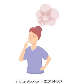 Thinking bubble icon cartoon vector. Woman memory. Alzheimer dementia