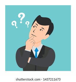 Thinking Business Man Question Illustration Free Royalty Vector