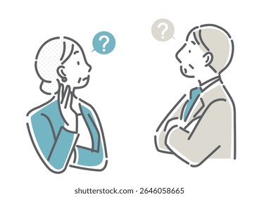 Pensando nos empresários com 40 e 50 anos: ilustrações simples e elegantes em desenhos de linha