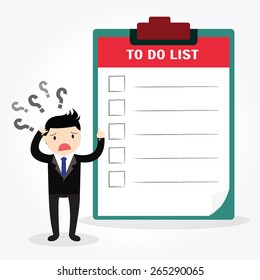 Thinking businessman with blank space for to do list