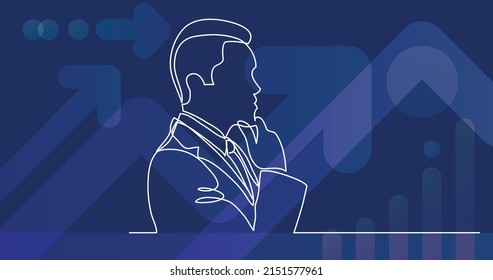 thinking businessman - continuous line drawing