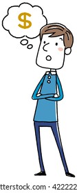Thinking businessman dollar: Illustration material
