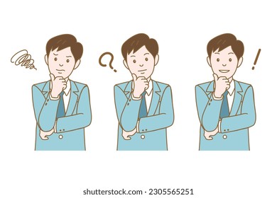 Thinking businessman set,　Vector Illustration
