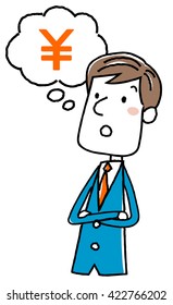 Thinking businessman money: Illustration material
