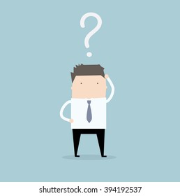 Thinking businessman questions. business concept icon.