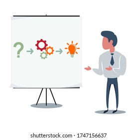 Thinking. Businessman solving a problem. Stock vector illustration for poster, greeting card, website, ad, business presentation, advertisement design