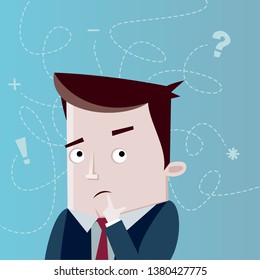Thinking businessman trying to make a decision