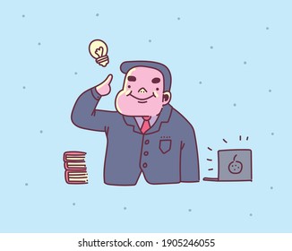 thinking businessman vector illustration . thinking businessman doodle drawing style