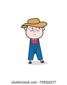 Thinking Cartoon Farmer Boy Face Vector