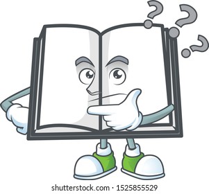 Thinking cartoon open book with cartoon shape