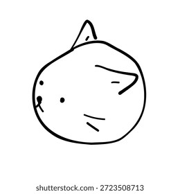 Thinking Cat Face Line Art Illustration
