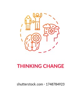 Thinking Change Concept Icon. Personal Improvement, Emotional Growth Idea Thin Line Illustration. Positive Attitude, Optimistic Mindset. Vector Isolated Outline RGB Color Drawing