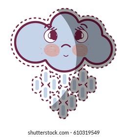 thinking cloud raining with eyes and cheeks