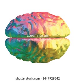 Thinking concept.
Low poly Brain.
Vector polygonal stylized illustration.