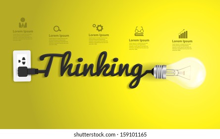 Thinking concept modern design template, Creative light bulb idea abstract infographic workflow layout, diagram, step up options, Vector illustration