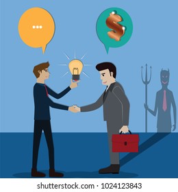 Thinking concept,Someone has stole ideas from another person - vector Illustration