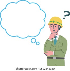 
Thinking Construction Worker Man Illustration