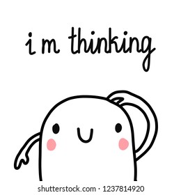 I am thinking cute hand drawn minimalism design marshmallow with hands lettering for prints posters banners cards postcards primitive concept art