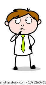 Thinking Deeply - Office Salesman Employee Cartoon Vector Illustration﻿