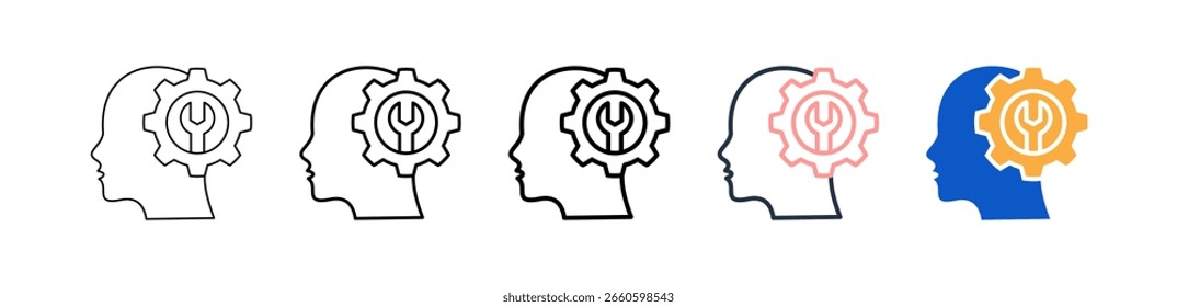 Thinking different style icons set vector illustration.