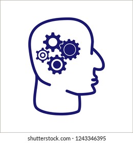 Thinking disorder, attention deficit, concentration, borderline personality disorder, clinical psychology, neuroanatomy, cognitive neuroscience, mindset neuro logo vector icon, flat illustration.