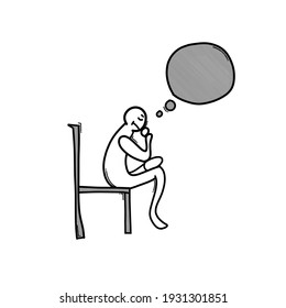 Thinking. Doodle vector icon. Drawing sketch illustration hand drawn cartoon line.