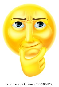 Thinking Emoji Emoticon Smiley Face Character Stock Vector (Royalty ...