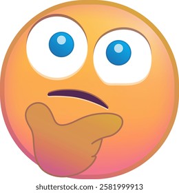 Thinking emoji with hand on chin and puzzled expression.