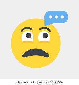 Thinking Emoji Icon Vector Illustration In Flat Style, Use For Website Mobile App Presentation