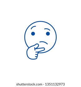 Thinking Emoji Line Icon Concept. Thinking Emoji Flat  Vector Symbol, Sign, Outline Illustration.