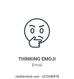 Thinking Emoji Outline Vector Icon. Thin Line Black Thinking Emoji Icon, Flat Vector Simple Element Illustration From Editable Emoji Concept Isolated On White Background