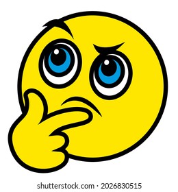 Thinking emoticon - question face emoji - vector illustration